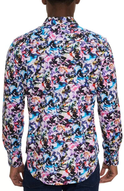Shop Robert Graham The Atlas Abstract Floral Stretch Button-up Shirt In Black Multi