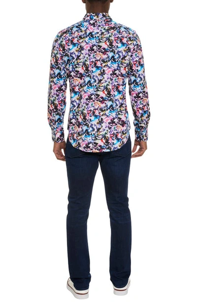 Shop Robert Graham The Atlas Abstract Floral Stretch Button-up Shirt In Black Multi