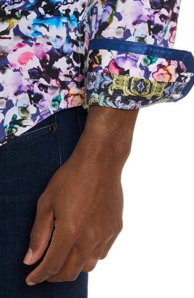 Shop Robert Graham The Atlas Abstract Floral Stretch Button-up Shirt In Black Multi
