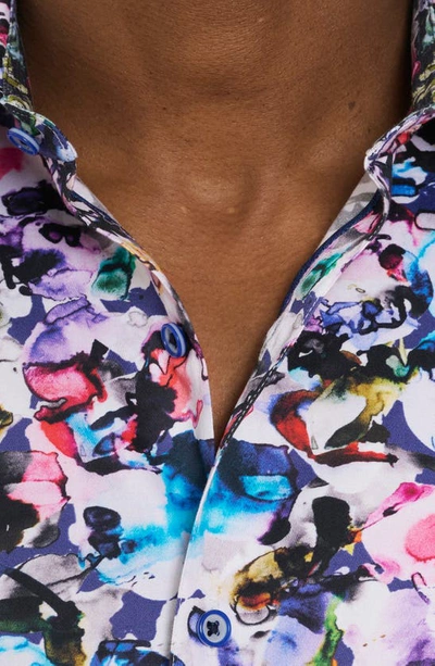 Robert Graham The Atlas Abstract Floral Stretch Button-up Shirt In Black Multi