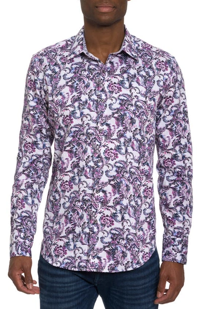 Shop Robert Graham Ciccio Floral Stretch Button-up Shirt In Wine