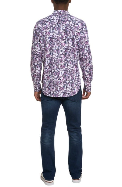Shop Robert Graham Ciccio Floral Stretch Button-up Shirt In Wine