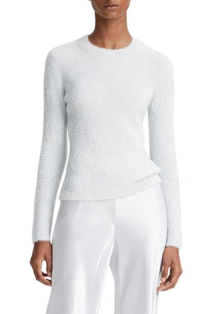 Shop Vince Eyelash Metallic Sweater In Off White/ Silver