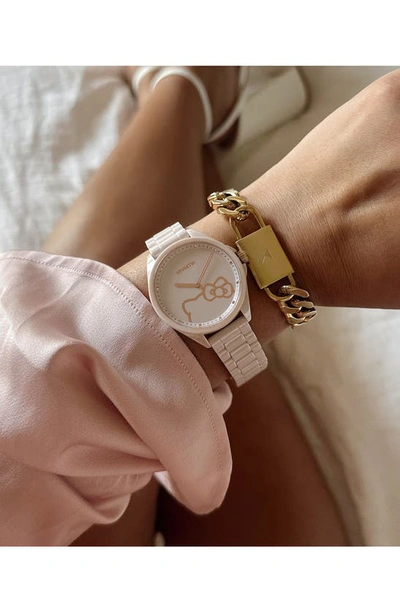 Shop Mvmt X Hello Kitty® Coronada Ceramic Bracelet Watch, 42mm In Pink