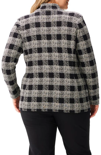 Shop Nic + Zoe Perfectly Plaid Cotton Blend Knit Blazer In Black Multi