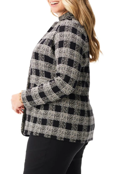 Shop Nic + Zoe Perfectly Plaid Cotton Blend Knit Blazer In Black Multi