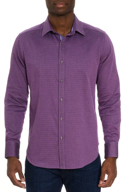 Shop Robert Graham Metrol Stretch Button-up Shirt In Purple