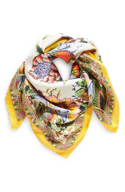 Shop Etro Floral Print Square Scarf In Print On White Base
