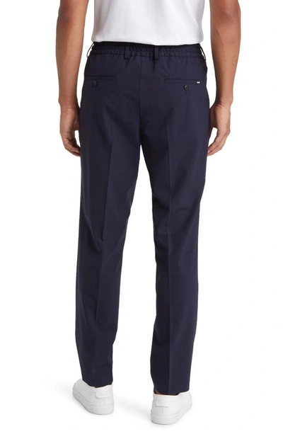 Shop Hugo Boss Genius Flat Front Stretch Wool Blend Pants In Dark Blue