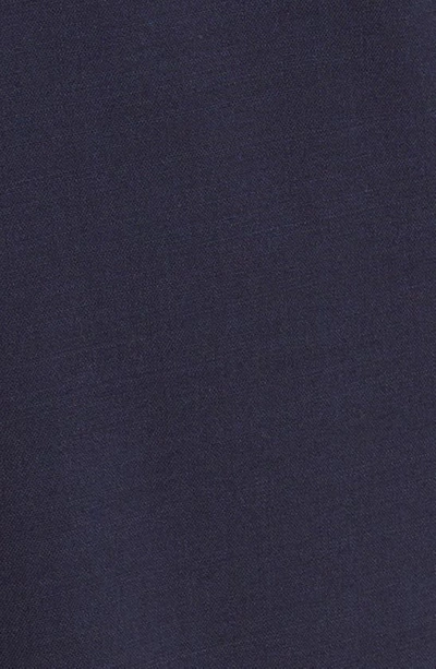 Shop Hugo Boss Genius Flat Front Stretch Wool Blend Pants In Dark Blue