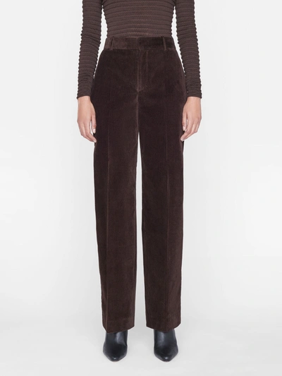 Shop Frame High Rise Relaxed Corduroy Trouser Pants In Brown