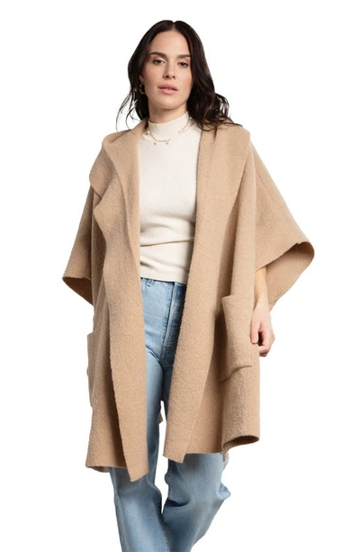 Saachi Oversize Hooded Topper In Taupe