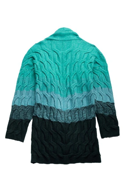 Saachi Coloblock Cable Knit Cardigan In Green