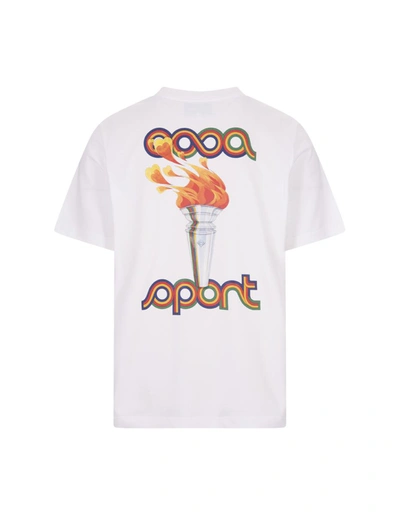 Shop Casablanca La Flamme Du Sport T-shirt In White