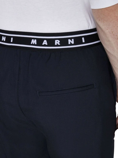 Shop Marni Trousers In Blu Black
