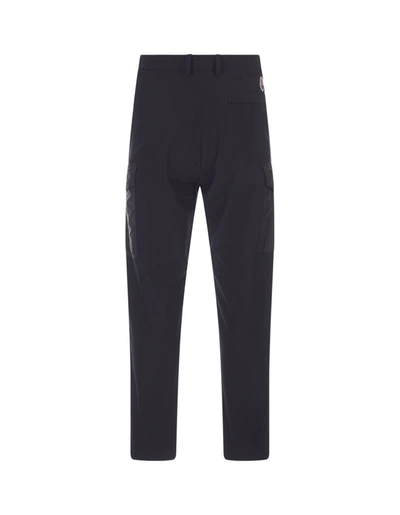 Shop Moncler Jersey Cargo Trousers In Blue