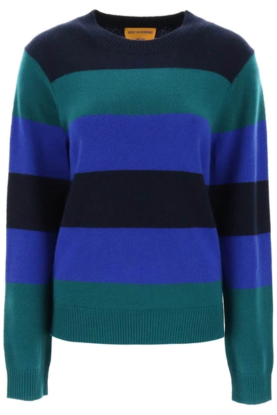 Shop Guest In Residence Striped Cashmere Sweater In Green, Blue