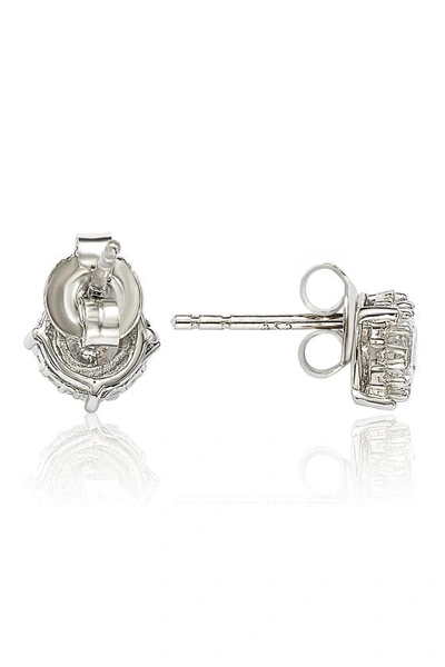 Suzy Levian Sterling Silver White Cz Round Stud Earrings In White