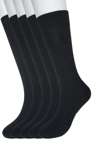 Shop Original Penguin Solid Heather Mix 5-pack Crew Socks In Black