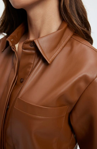 Good American Better Than Leather Faux Leather Button-up Shirt In Burnt Caramel002
