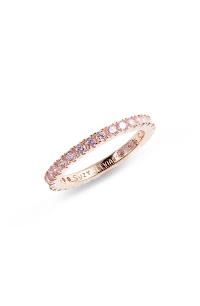 Shop Suzy Levian 14k Rose Gold Plated Sterling Silver Cubic Zirconia Stackable Ring In Pink