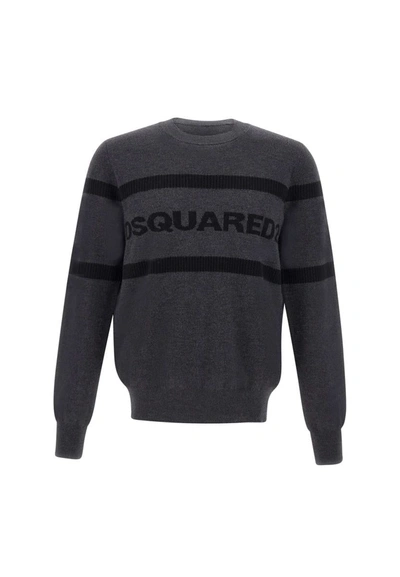 Shop Dsquared2 " Sweater" Wool Sweater In Grey/ Black