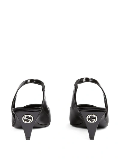Shop Gucci Leather Slingback Pumps In Black
