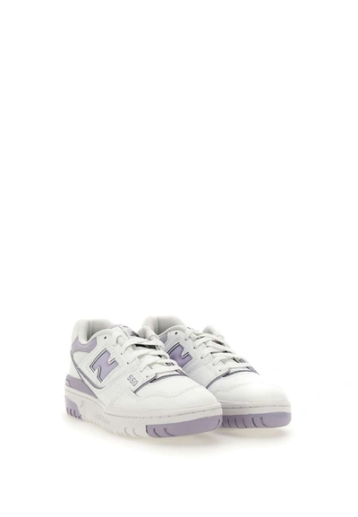 Shop New Balance "550" Leather Sneakers In White/ Lilac