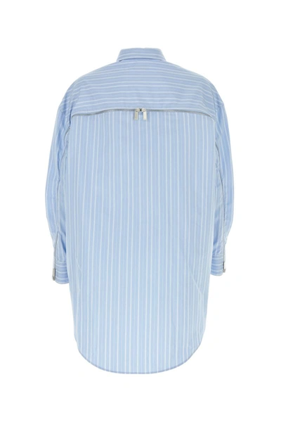 Off-white Striped Cotton-poplin Shirtdress In Lightblue