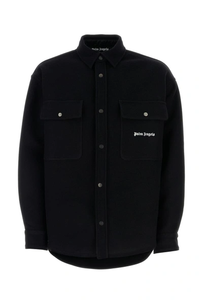 Shop Palm Angels Shirts In Blackwhit