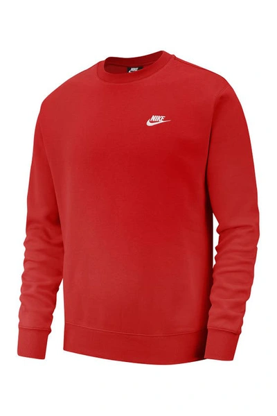 Shop Nike Club Crewneck Sweatshirt In Unvred/white