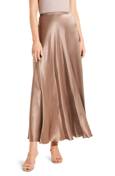 Shop Nic + Zoe Elevated Textured Satin A-line Maxi Skirt In Brown