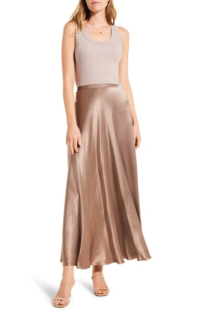 Shop Nic + Zoe Elevated Textured Satin A-line Maxi Skirt In Brown