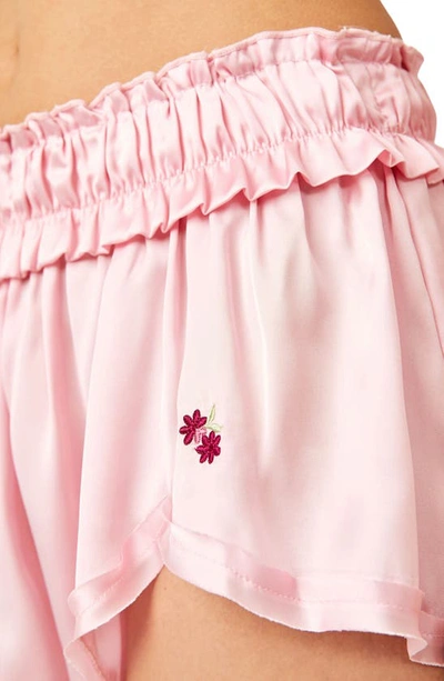 Shop Free People Like Honey Satin Pajama Shorts In Cherry Blossom