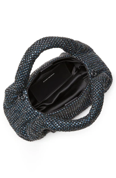 Stuart Weitzman The Moda Mini Shine Crystal Top-handle Bag In Denim