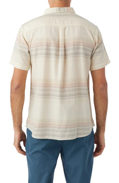Shop O'neill Seafarer Stripe Short Sleeve Button-up Shirt In Cream