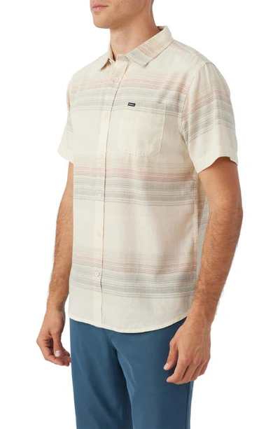 Shop O'neill Seafarer Stripe Short Sleeve Button-up Shirt In Cream