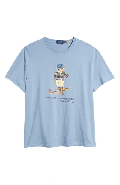 Shop Polo Ralph Lauren Skiing Polar Bear Graphic T-shirt In Cr23 Channel Blue Ski Bear