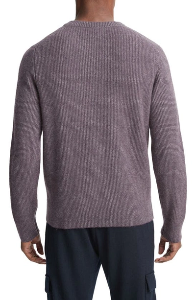 Shop Vince Boiled Cashmere Crewneck Sweater In Dark Purple Plum Combo