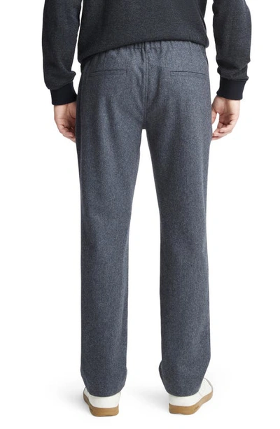 Shop Vince Herringbone Virgin Wool Blend Flannel Pants In Coastal/ Medium Heather Grey