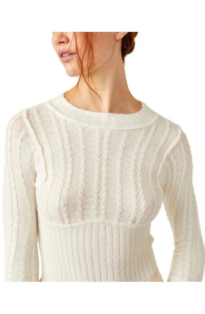 Shop Free People Keep Me Warm Cable Stitch Bodysuit In Coconut Milk