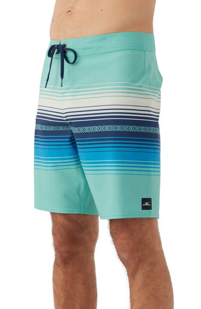 Shop O'neill Hyperfreak Heat Stripe Board Shorts In Aqua Wash