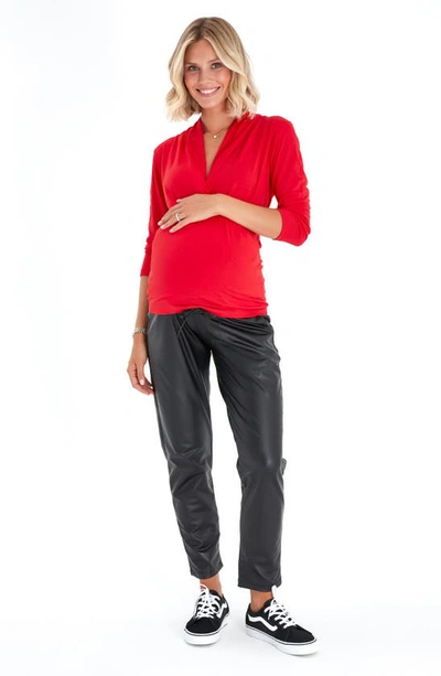 Shop Accouchée Surplice V-neck Maternity/nursing Top In Red