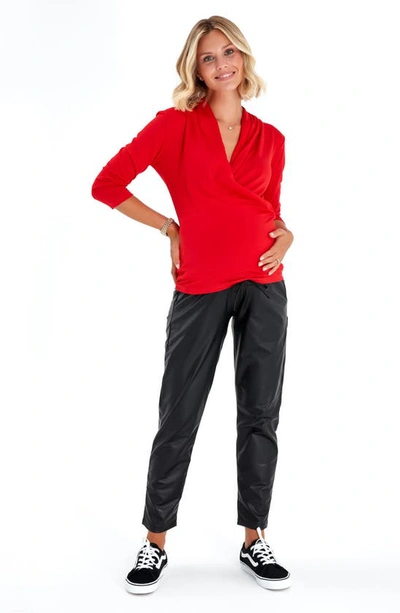 Shop Accouchée Surplice V-neck Maternity/nursing Top In Red