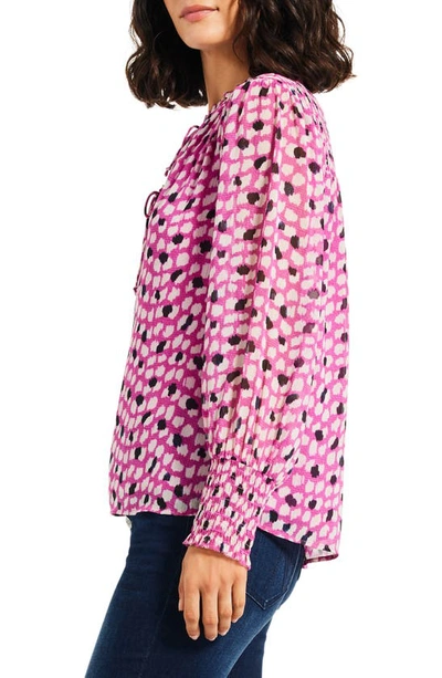 Shop Nic + Zoe Vivid Dot Tie Neck Top In Pink Multi