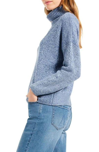 Shop Nic + Zoe Mixed Stitch Funnel Neck Sweater In Blue Mix