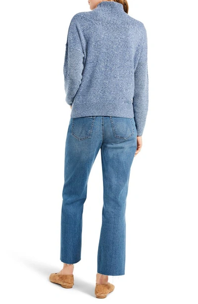 Shop Nic + Zoe Mixed Stitch Funnel Neck Sweater In Blue Mix