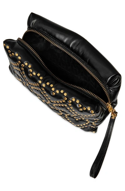 Shop Rebecca Minkoff Heart Stud Pillow Quilted Faux Leather Clutch In Black