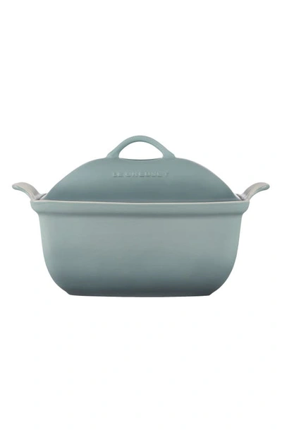 Le Creuset Heritage Stoneware 4.5 Quart Deep Baker With Lid In Sea Salt