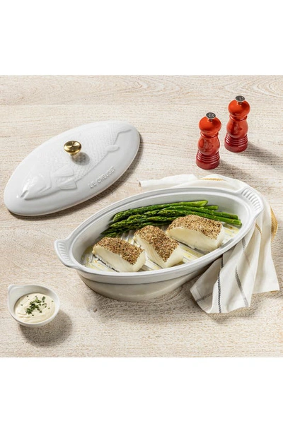 Shop Le Creuset Heritage Stoneware Covered Fish Baker In White